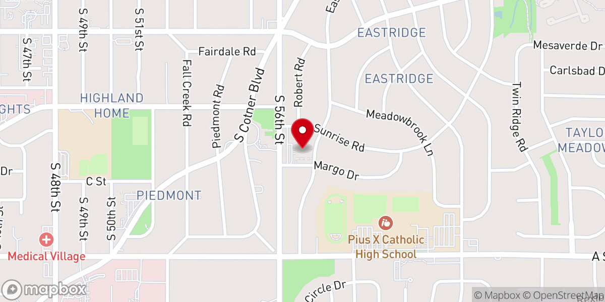 Map showing location of Eastridge Presbyterian Church