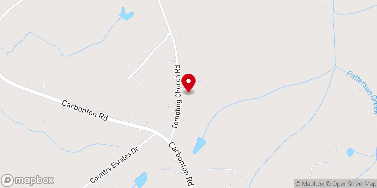 Map showing location of Oak Grove Holiness Church