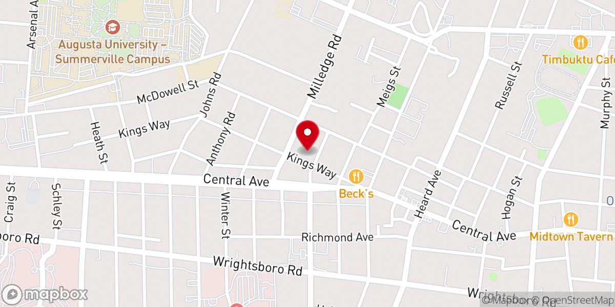 Map showing location of The Hill Baptist Church