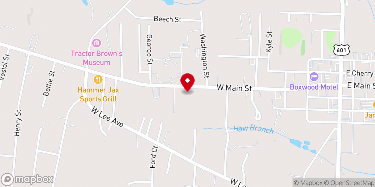 Map showing location of Yadkinville Church of Christ