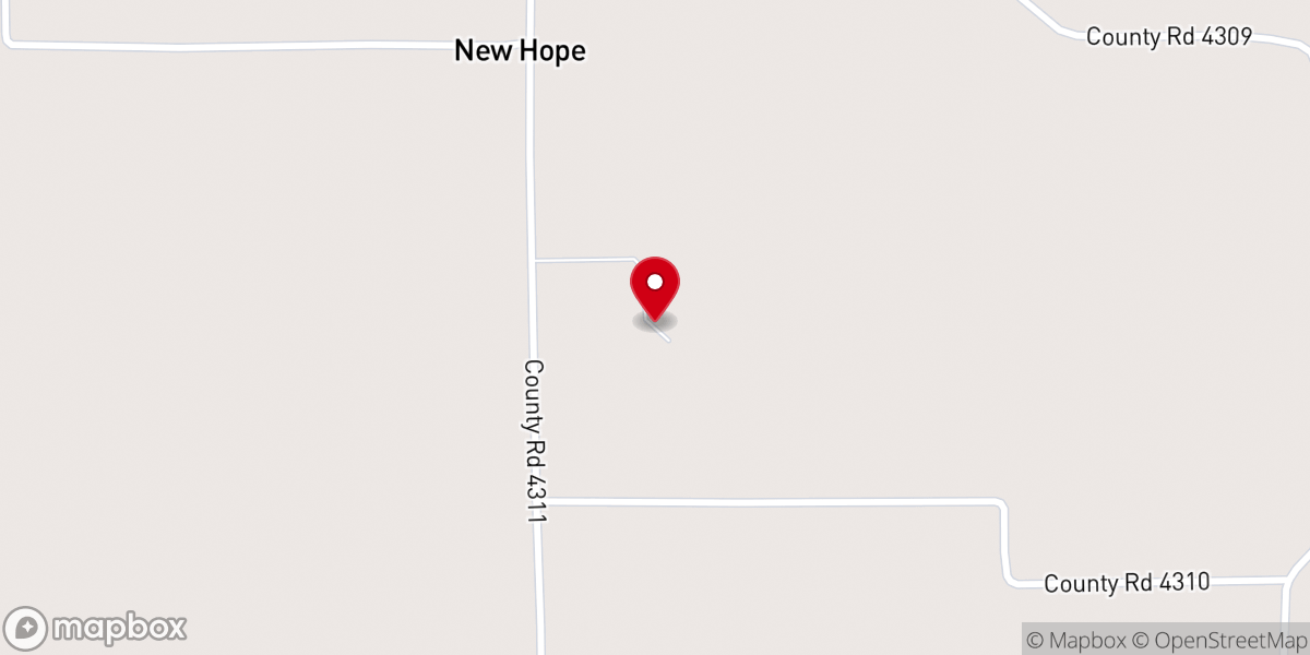 Map showing location of New Hope Church