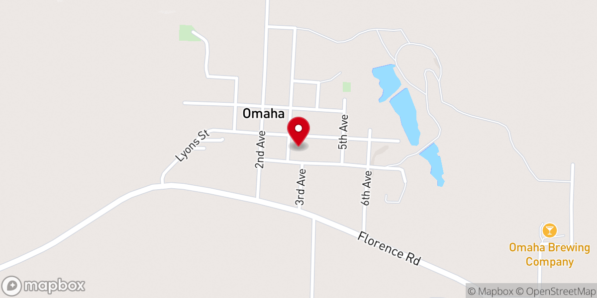 Map showing location of Omaha Baptist Church
