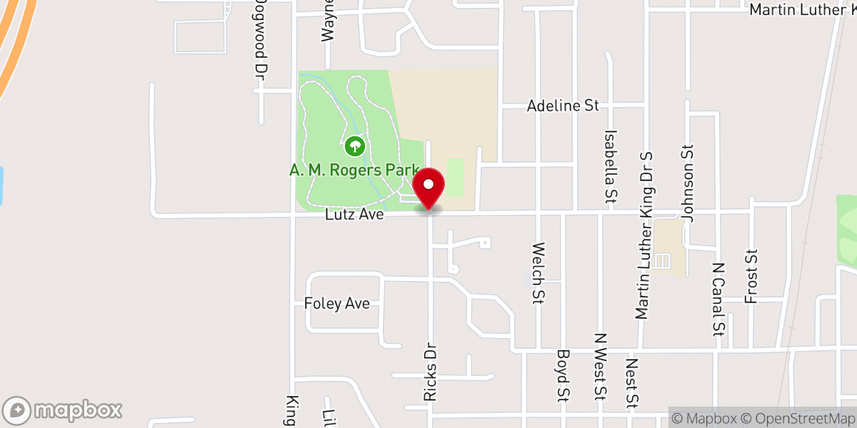 Map showing location of Greater Sims Chapel A.M.E. Zion Church