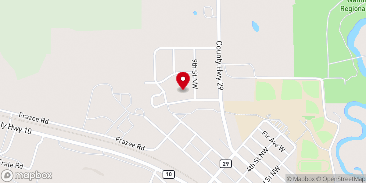 Map showing location of Frazee United Methodist Church