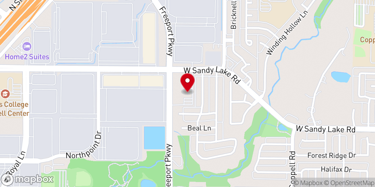 Map showing location of Coppell Bible