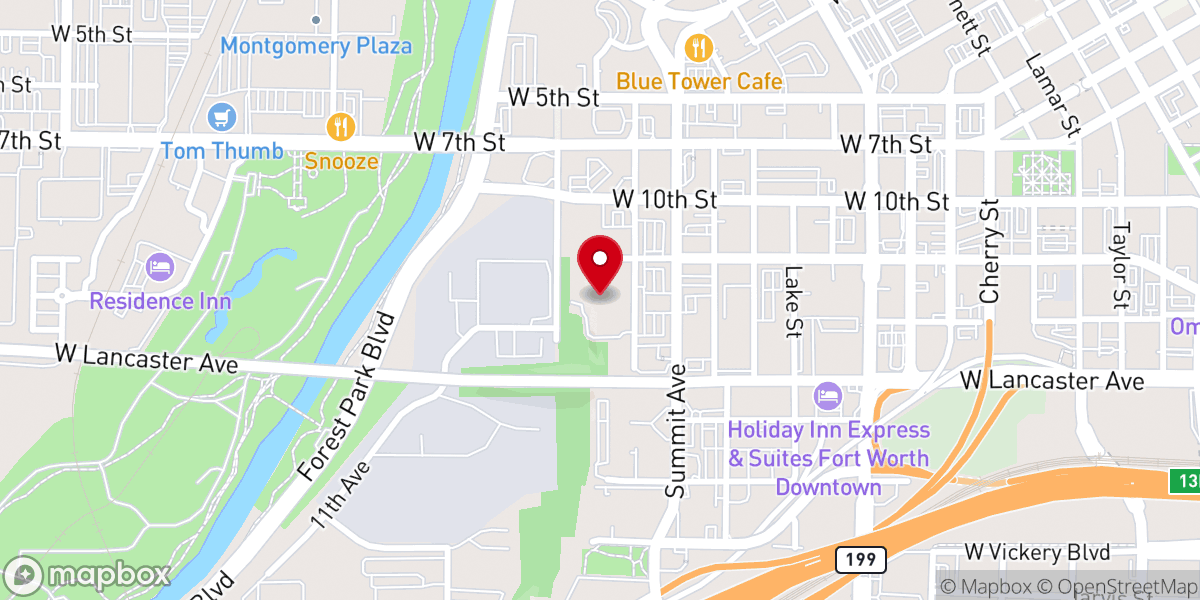 Map showing location of First Presbyterian Church Fort Worth
