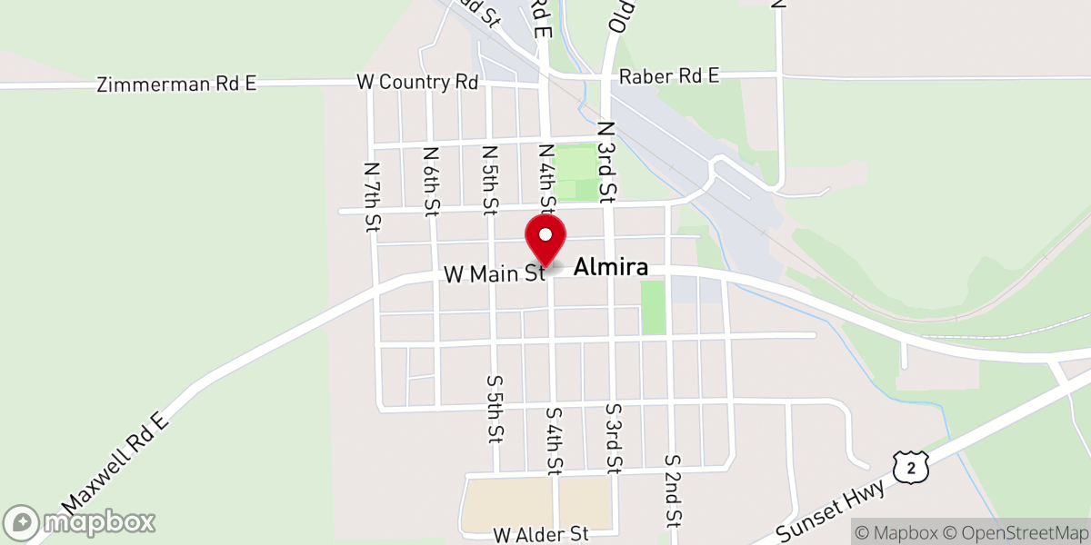 Map showing location of Almira Community Center