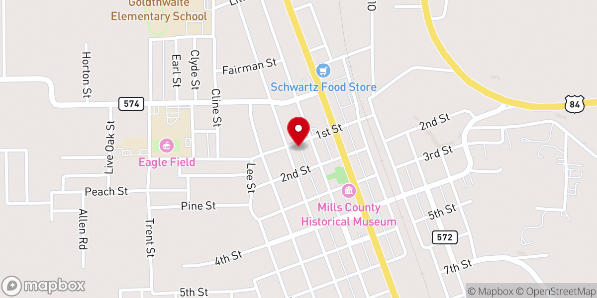 Map showing location of Goldthwaite Church of Christ