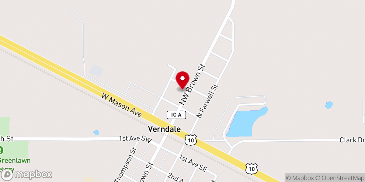 Map showing location of Verndale Alliance Church