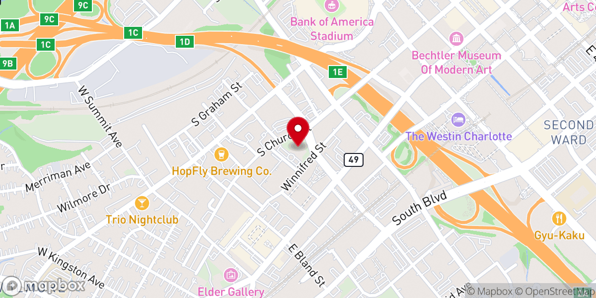 Map showing location of Roman Catholic Diocese of Charlotte