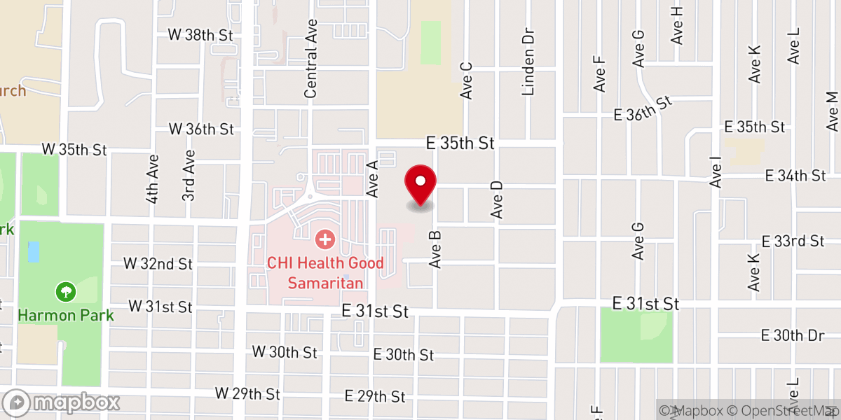 Map showing location of Kearney Seventh-Day Adventist Church