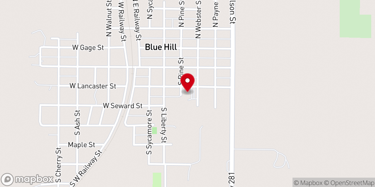 Map showing location of Blue Hill United Methodist Church