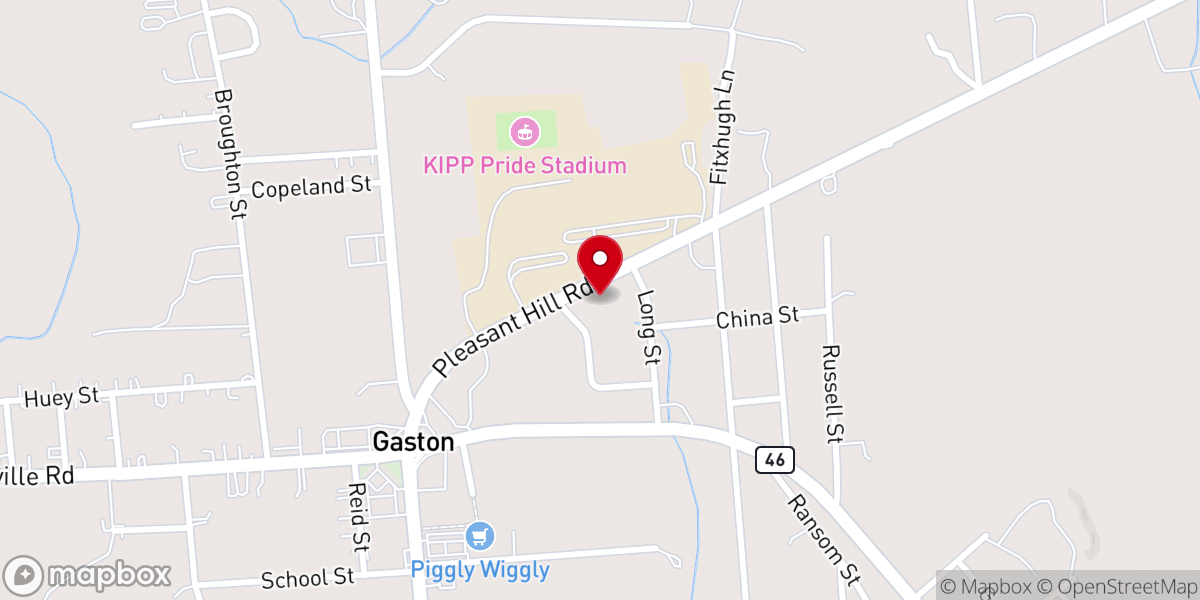 Map showing location of Gaston Church of Christ