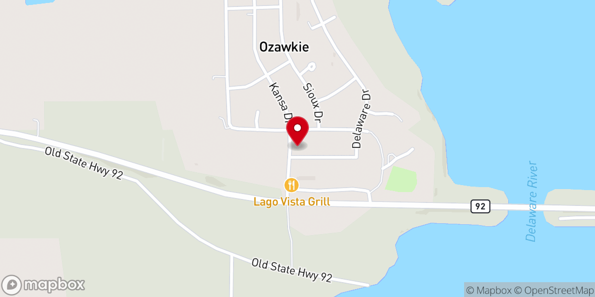 Map showing location of Ozawkie United Methodist Church