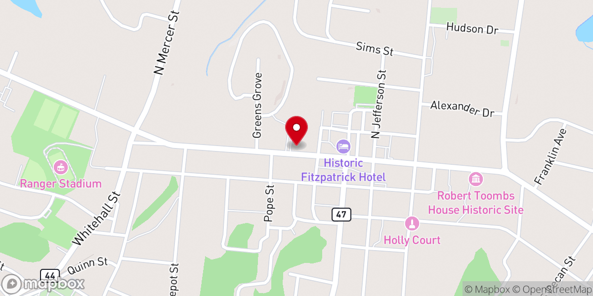 Map showing location of First Baptist Church