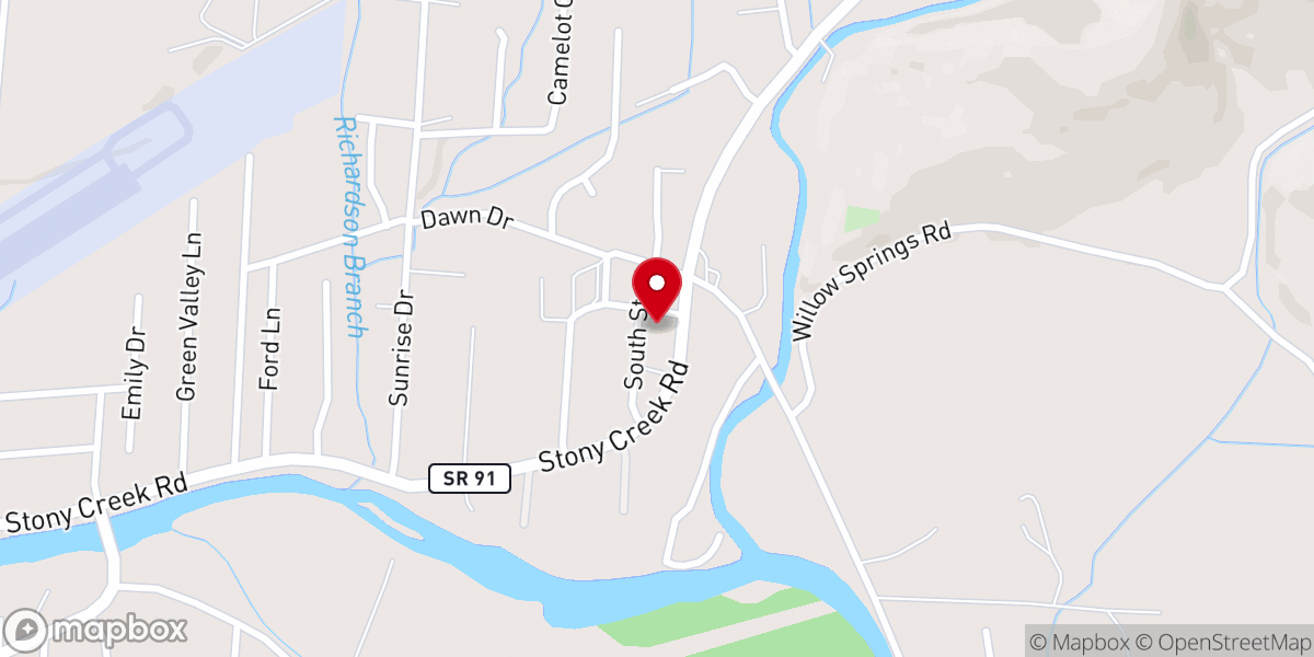 Map showing location of Hunter First Baptist Church
