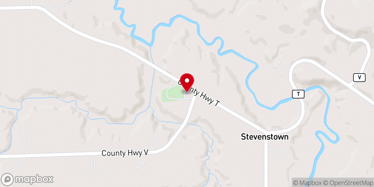 Map showing location of Lewis Valley Lutheran Church