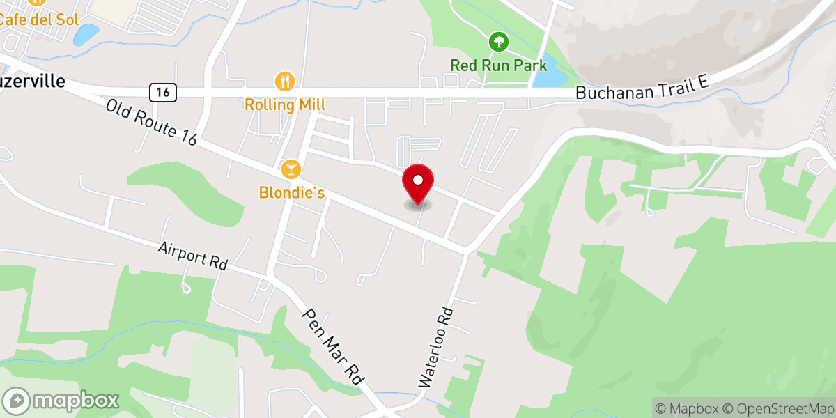 Map showing location of Rouzerville United Methodist