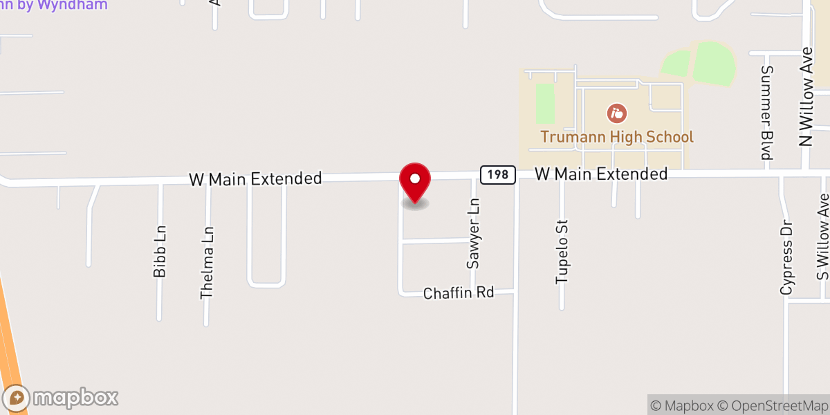 Map showing location of Red Bridge Church