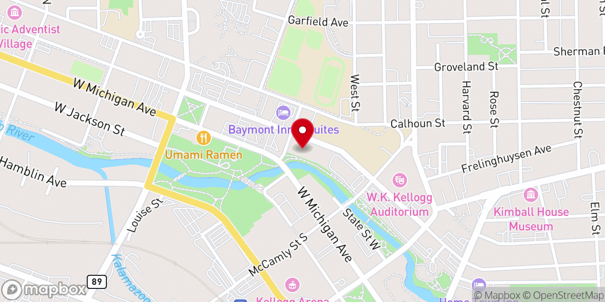 Map showing location of New Harvest Christian Center