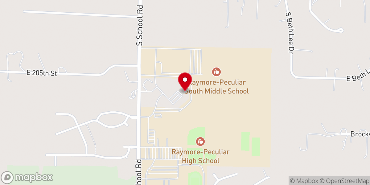 Map showing location of Peculiar United Methodist Church