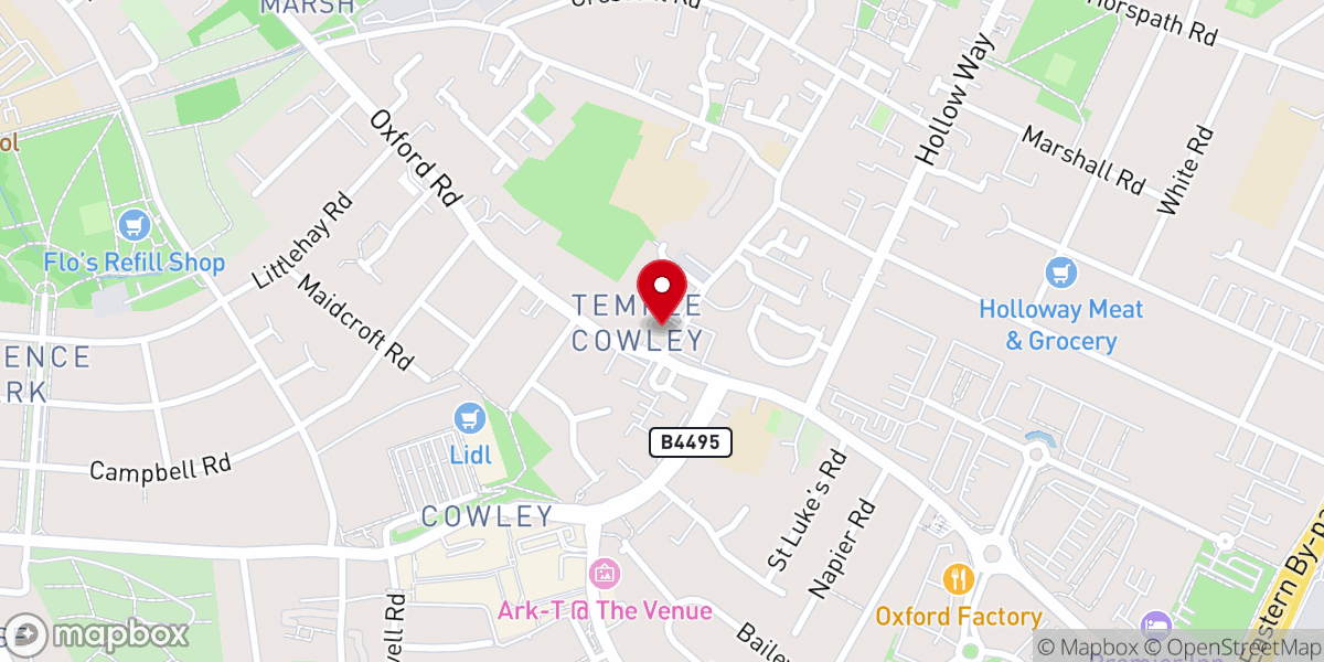 Map showing location of Grace Church Cowley