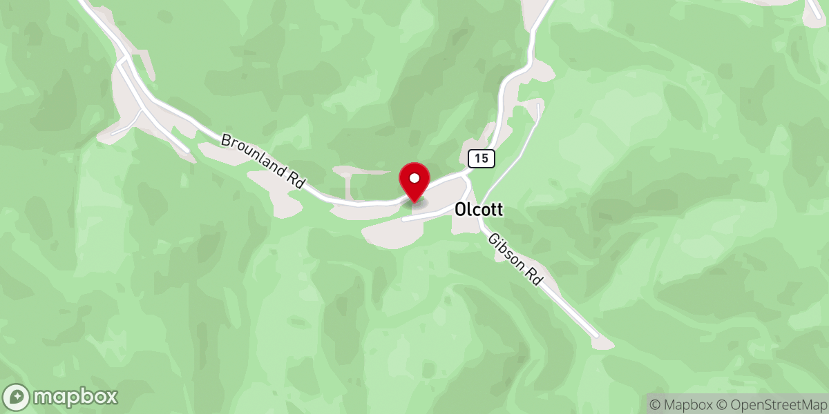 Map showing location of Olcott Community Church