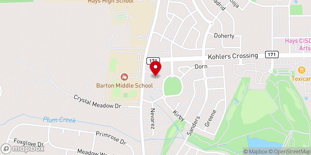 Map showing location of Fellowship Church at Plum Creek