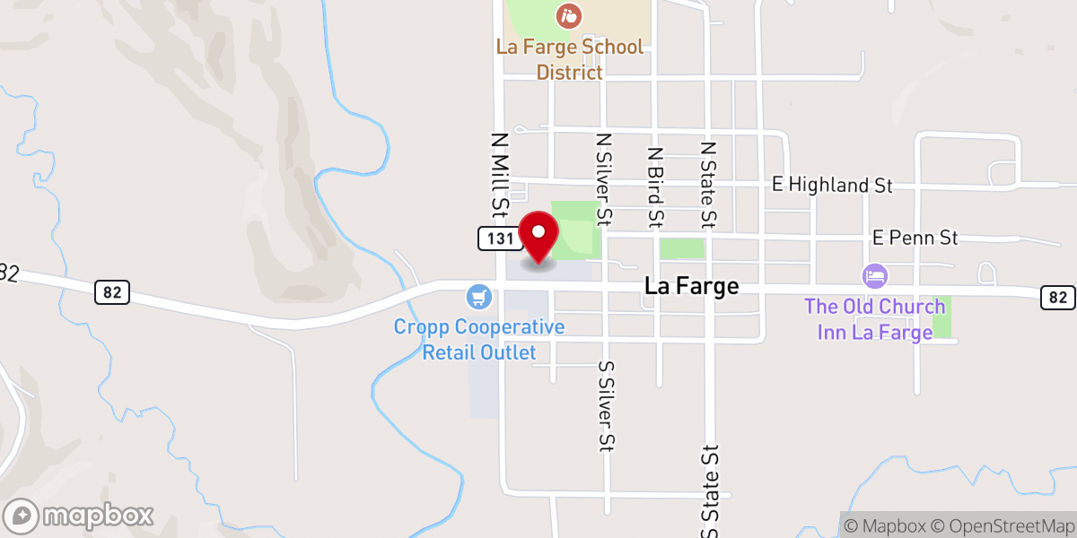 Map showing location of La Farge