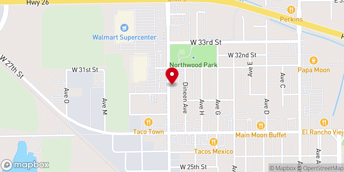 Map showing location of First Baptist Church of Scottsbluff