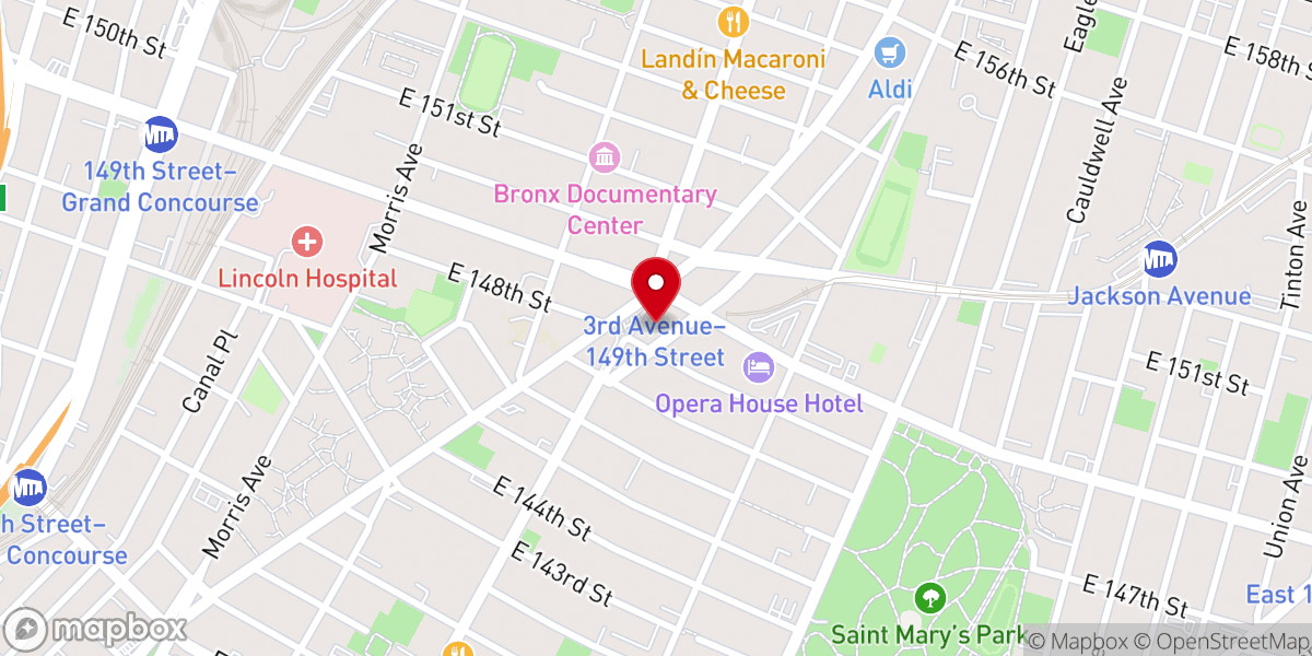 Map showing location of Mott Haven Community Partnership (MHCP)