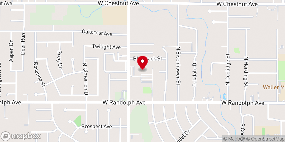 Map showing location of Oakwood Christian Church