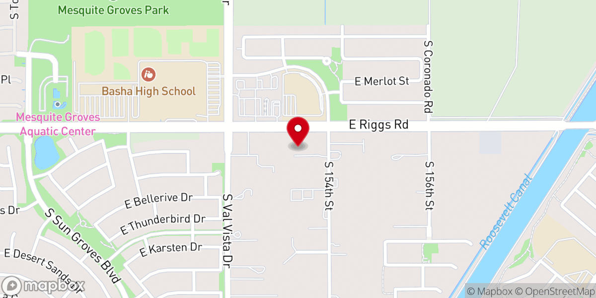 Map showing location of Peace Evangelical Lutheran Church of Gilbert Arizona
