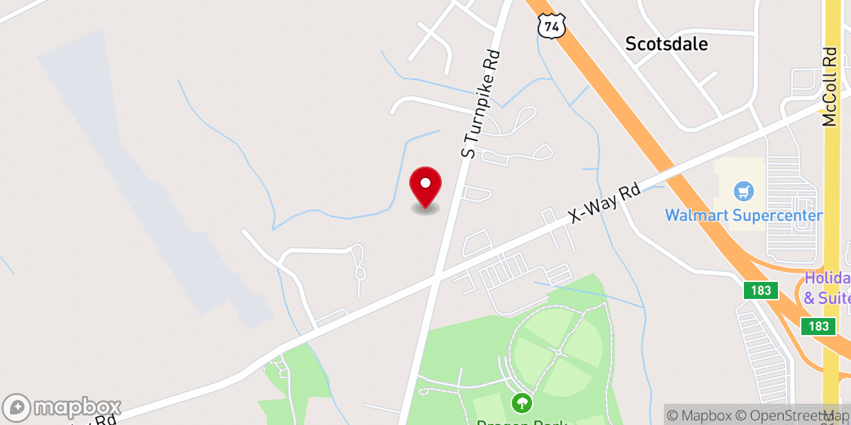 Map showing location of Laurinburg Christian Church
