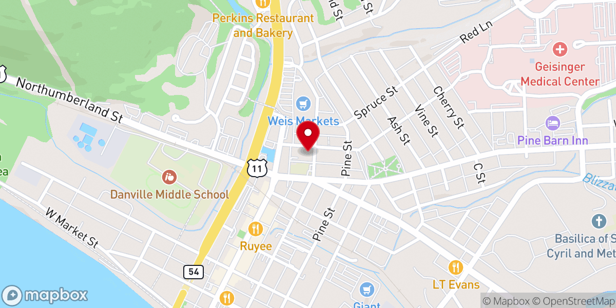 Map showing location of St. Joseph Catholic Church