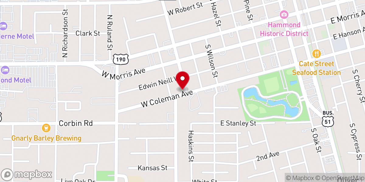 Map showing location of Greenfield Baptist Church