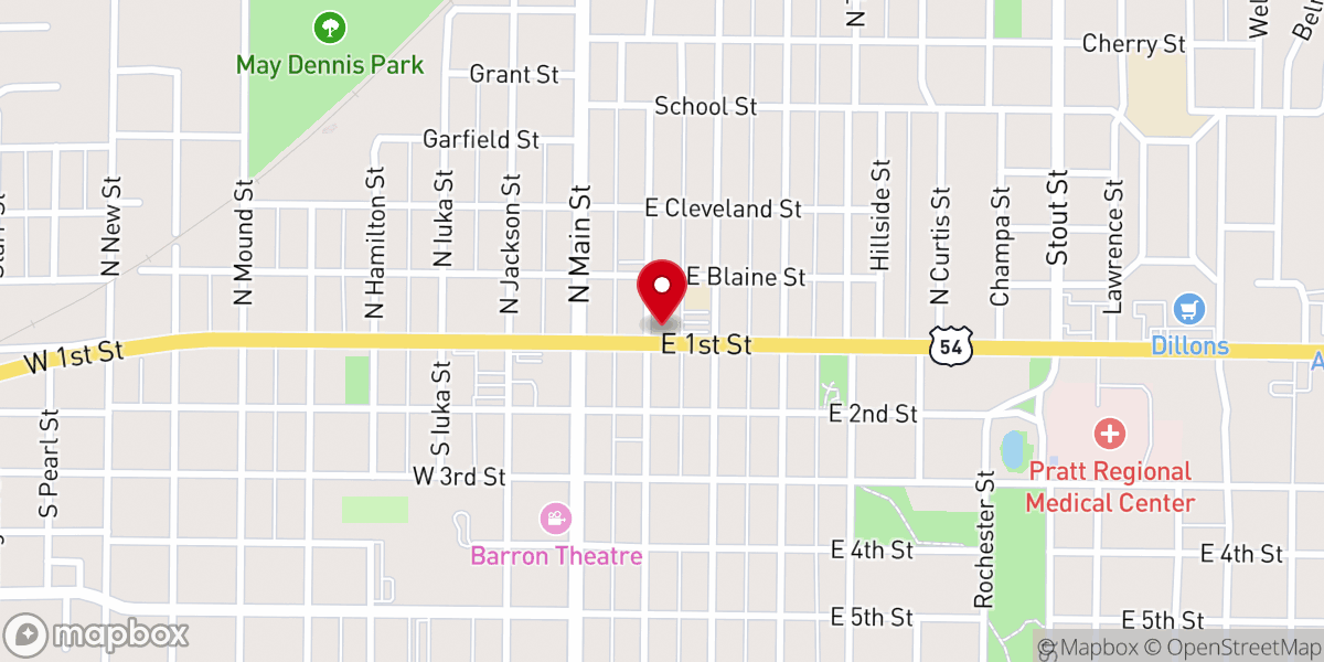 Map showing location of Pratt Presbyterian Church