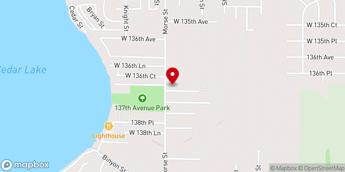 Map showing location of Cedar Lake United Methodist