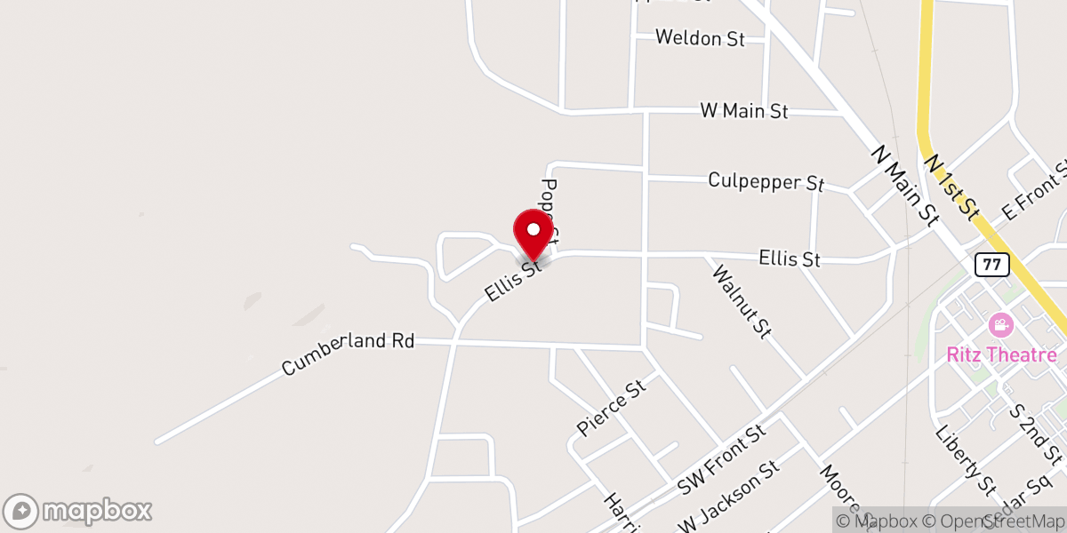 Map showing location of Bluff Spring Baptist Church