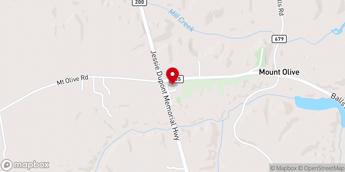 Map showing location of Mount Olive Baptist Church