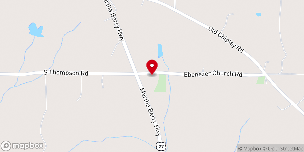 Map showing location of Ebenezer Baptist Church Pine Mtn, Ga