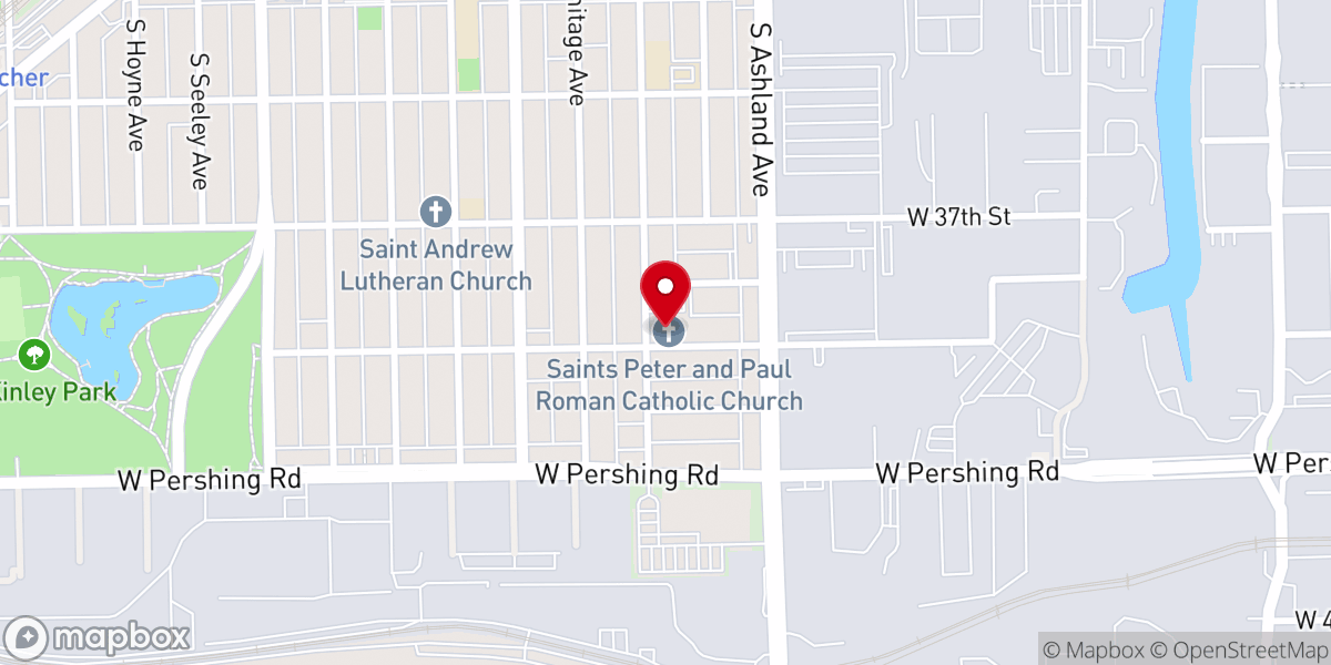 Map showing location of Blessed Sacrament Catholic Church