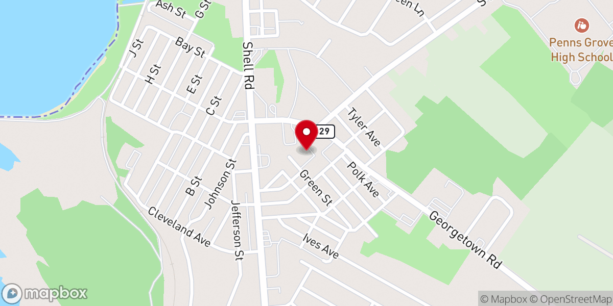 Map showing location of Calvary Baptist Church