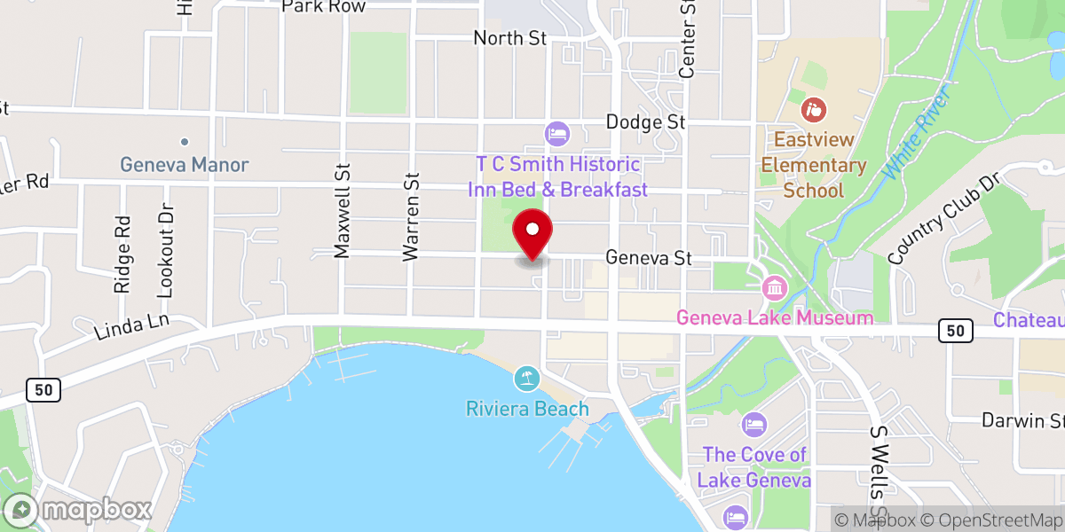 Map showing location of Lake Geneva United Methodist Church