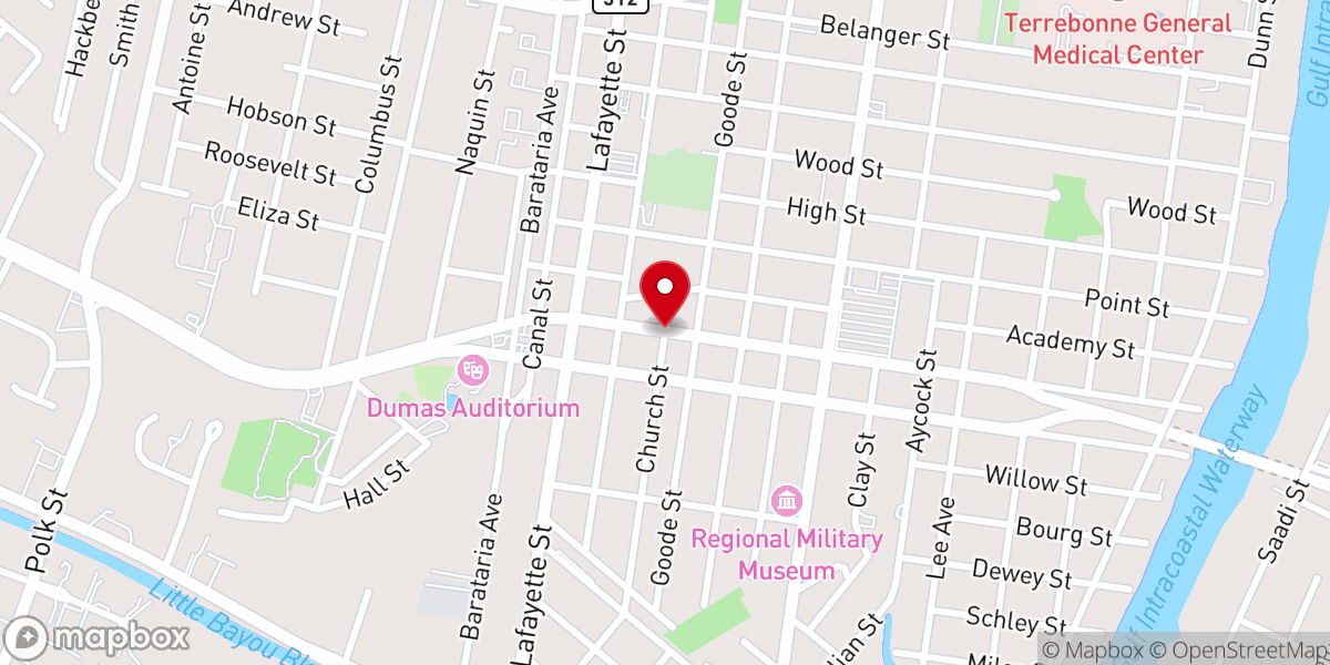 Map showing location of Raceland Church