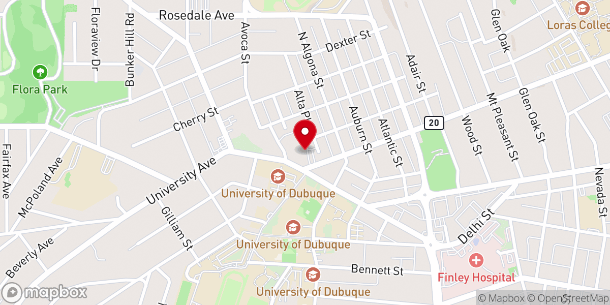 Map showing location of Westminster Presbyterian Church