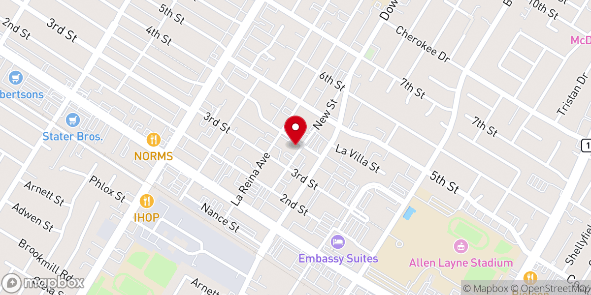 Map showing location of Downey First Christian Church