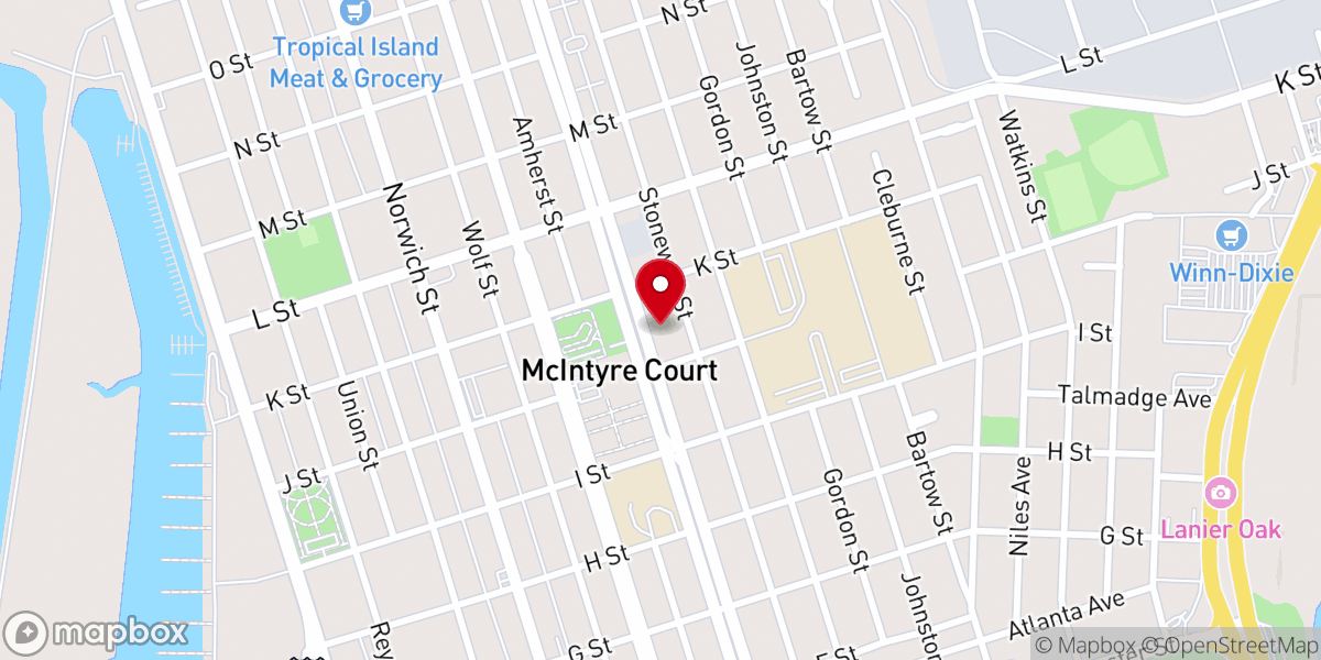 Map showing location of First Jordan Grove Missionary Baptist Church