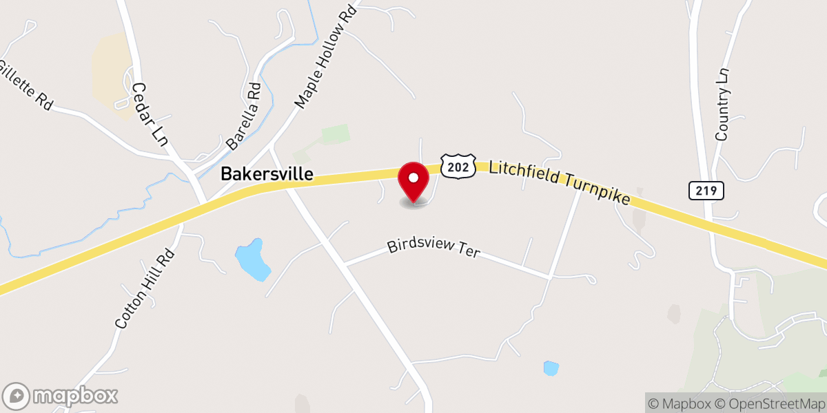 Map showing location of Bakerville Methodist Church