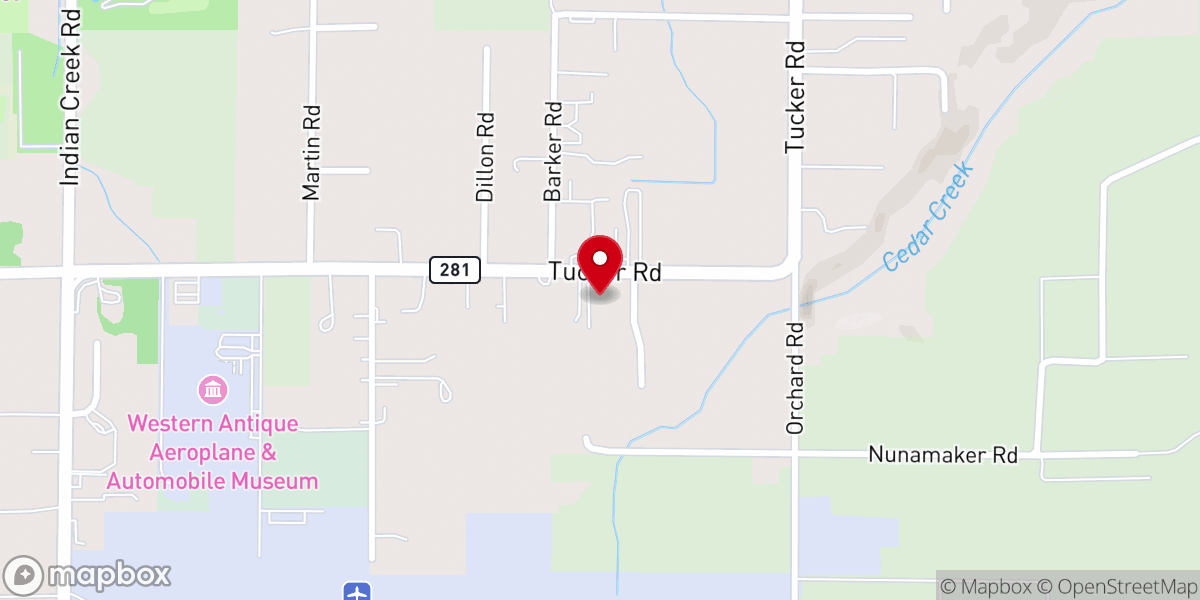 Map showing location of Tucker Road Baptist Church